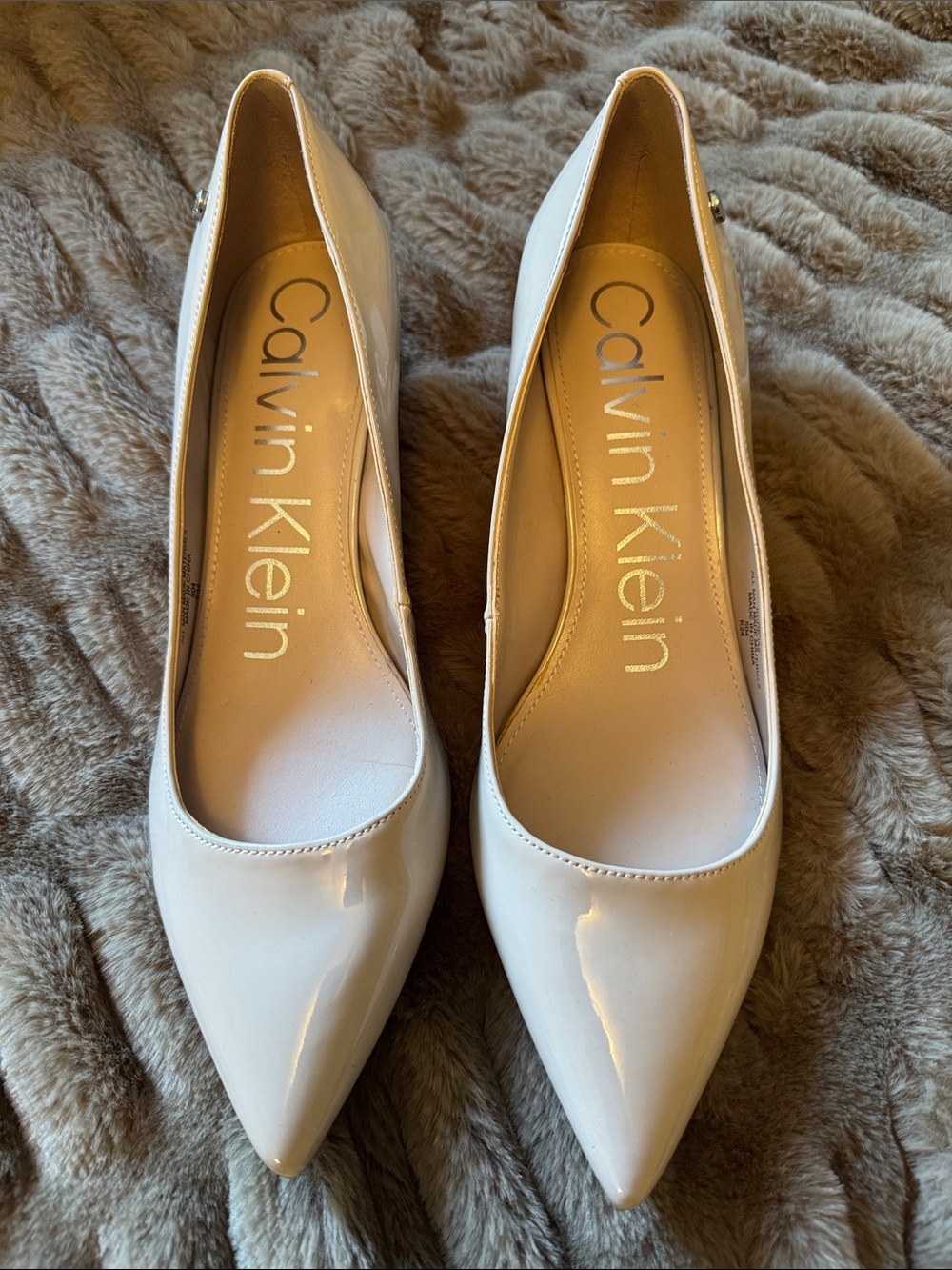 Calvin Klein Women's Nude Patent Leather Pointed-Toe Pumps